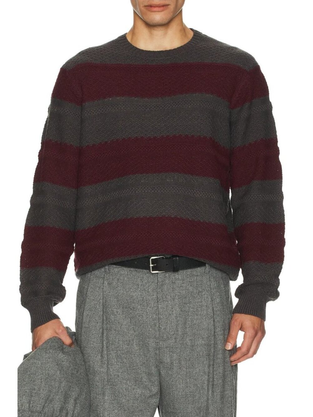 Brixton Midnight Crew Sweater in Black & Port Stripe